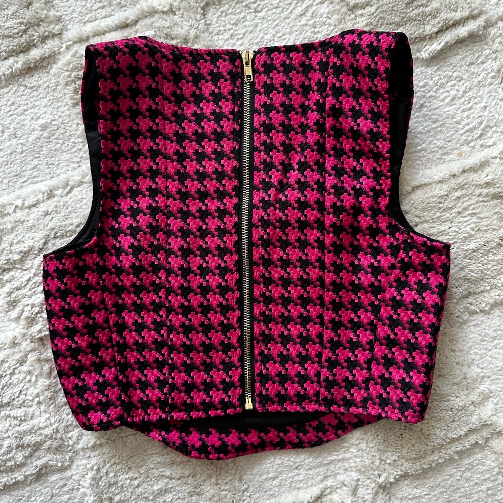 Walter Baker Imani Houndstooth Top in Tavern Tweed - Picture 7 of 8